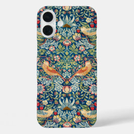 Funda iPhone 16 Plus Diseño vintage de William Morris «Strawberry Thief