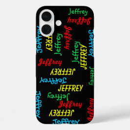 Funda iPhone 16 Plus Divertido y único nombre repetitivo en negro, pers