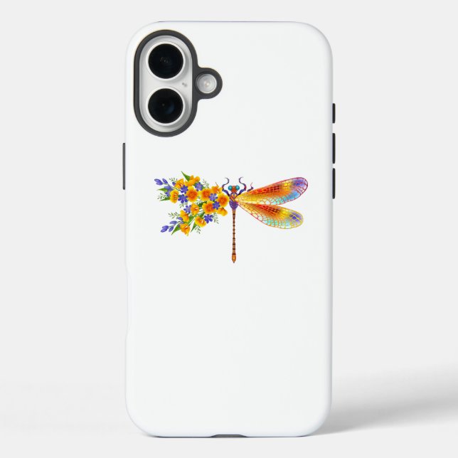Funda iPhone 16 Plus Dragón de flores amarillas (Reverso )