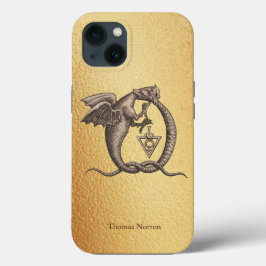 Funda iPhone 16 Plus Dragones oruroboros mágicos con nombre oro