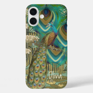 Funda iPhone 16 Plus Dragonflies de pavo real y leñoides