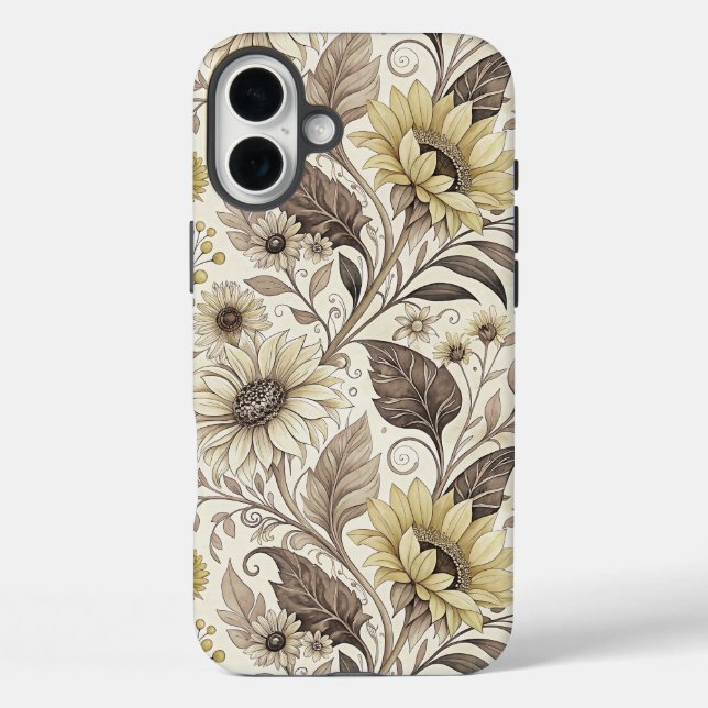 Funda iPhone 16 Plus Dreamed Sunflowers Art Nouveau (Reverso )