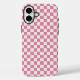 Funda iPhone 16 Plus Dusty rose checkerboard pattern