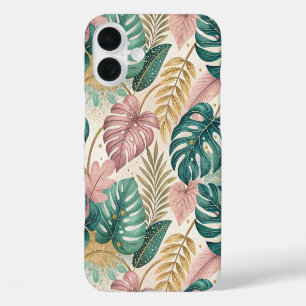 Funda iPhone 16 Plus Elegant Monsteras Gold