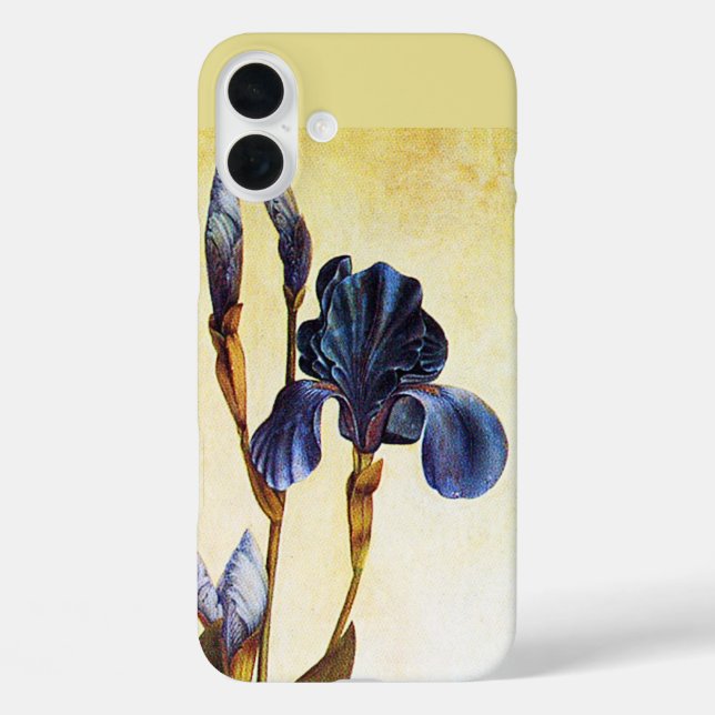 Funda iPhone 16 Plus ELEGANTE IRIS AZUL FLORES Marfil Floral (Reverso )