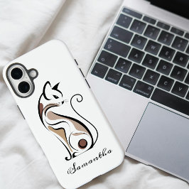 Funda iPhone 16 Plus Elegante Kitty Moderno, Gato Mamá, Cute Personaliz