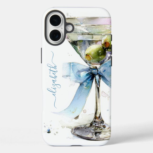 Funda iPhone 16 Plus Elegante Monograma de Martini (Reverso )