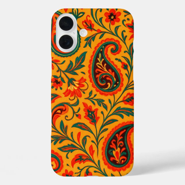 Funda iPhone 16 Plus Elegante patrón floral de cachemira (Reverso )