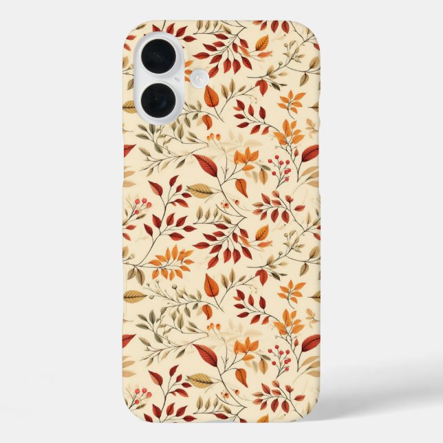 Funda iPhone 16 Plus Elegante patrón floral de otoño (Reverso )