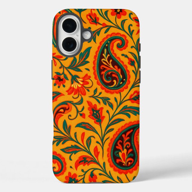 Funda iPhone 16 Plus Elegante patrón floral de paisley (Reverso )