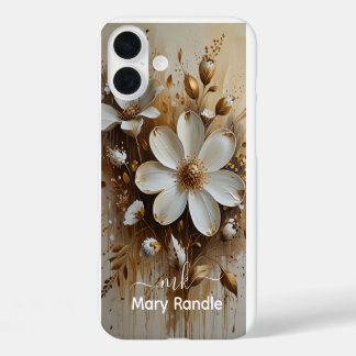 Funda iPhone 16 Plus Elegante pintura de aceite de flores abstracta con