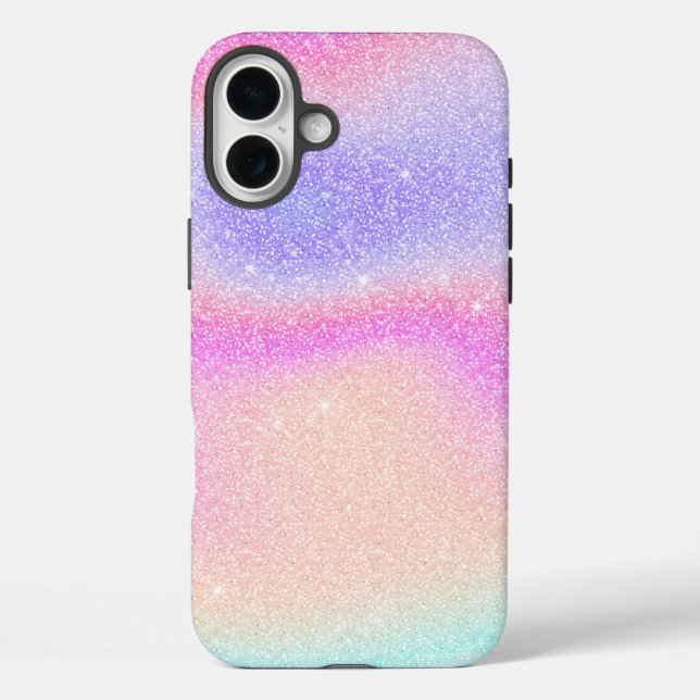 Funda iPhone 16 Plus Elegante Purpurina gradiente Swirl Holographic (Reverso )