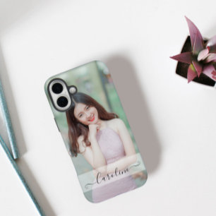 Funda iPhone 16 Plus Elegante y personalizado nombre moderno y foto