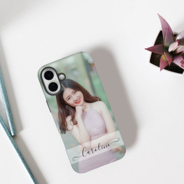 Funda iPhone 16 Plus Elegante y personalizado nombre moderno y foto (Subido por el creador)