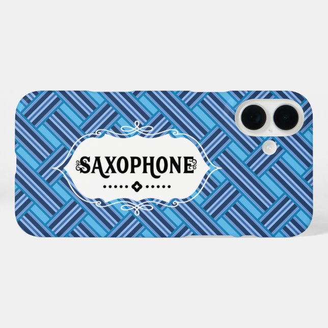 Funda iPhone 16 Plus Emblema saxofón (Reverso  (Horizontal))
