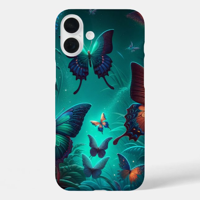 Funda iPhone 16 Plus Enchanted Butterfly Forest Glow Phone Case (Reverso )