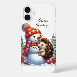Funda iPhone 16 Plus Erizo de Navidad Festivo personalizable