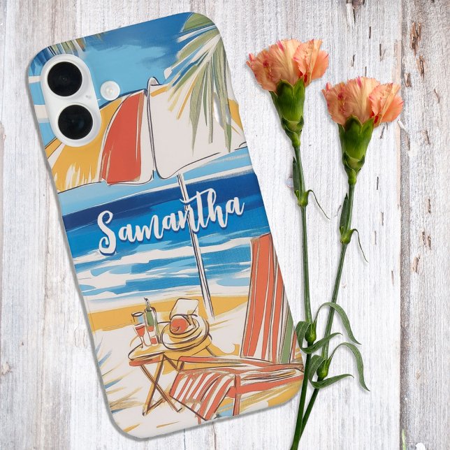 Funda iPhone 16 Plus Escape de la playa tropical - Paradismo de verano  (beach scene illustration)