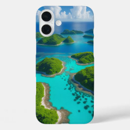 Funda iPhone 16 Plus "Escape del océano: Paraíso de las islas aéreas
