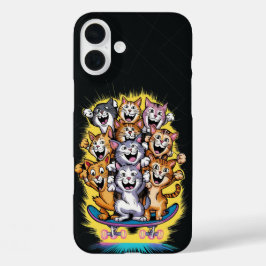 Funda iPhone 16 Plus Escuadrón de gatos de esquí