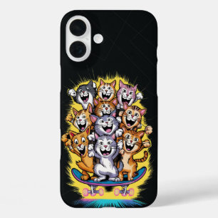 Funda iPhone 16 Plus Escuadrón de gatos de esquí