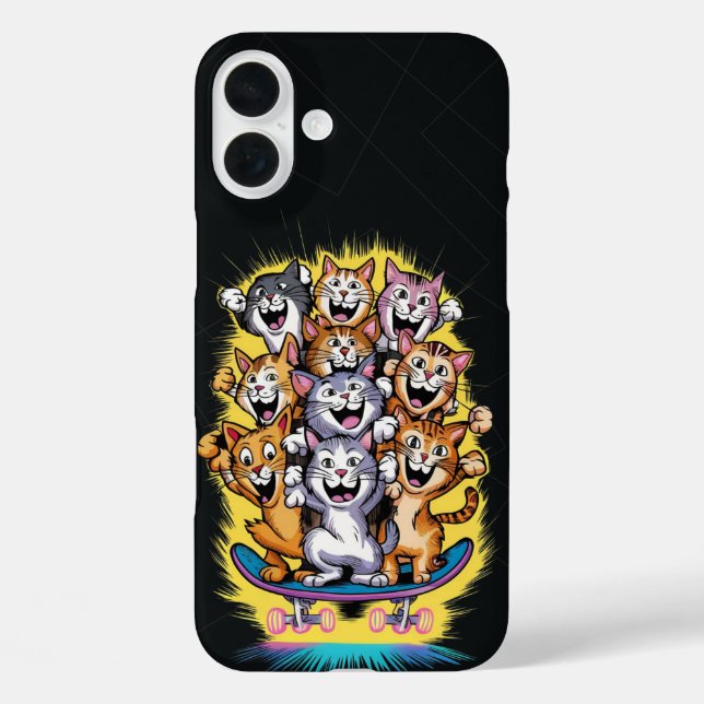 Funda iPhone 16 Plus Escuadrón de gatos de esquí (Reverso )