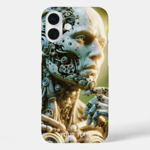 Funda iPhone 16 Plus Escultura de cara de robot linda de fantasía