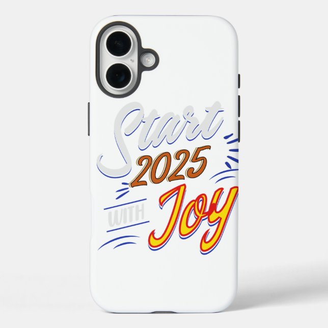 Funda iPhone 16 Plus Especial de Año Nuevo- inicio 2025 con alegre en c (Reverso )