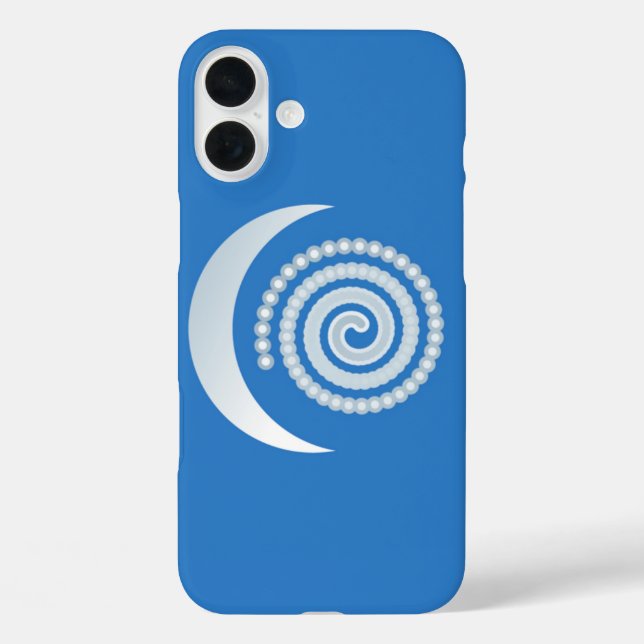 Funda iPhone 16 Plus Espirales de la Luna de Plata (Reverso )