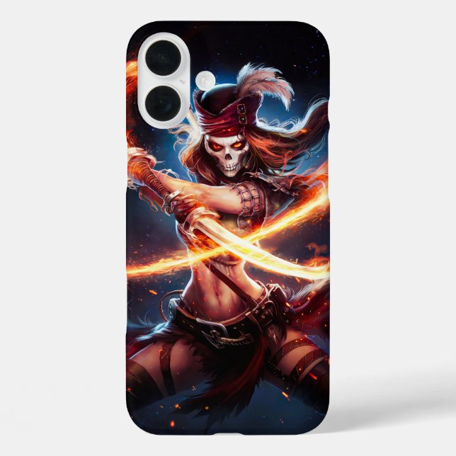 Funda iPhone 16 Plus Esqueleto pirata con dos aspas #2 (Reverso )