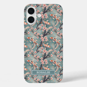 Funda iPhone 16 Plus Estampa Monogramada de Koi Japonés Sakura