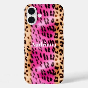 Funda iPhone 16 Plus Estampado de leopardo en oro rosa