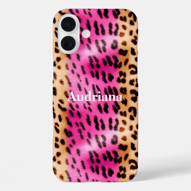 Funda iPhone 16 Plus Estampado de leopardo en oro rosa (Reverso )