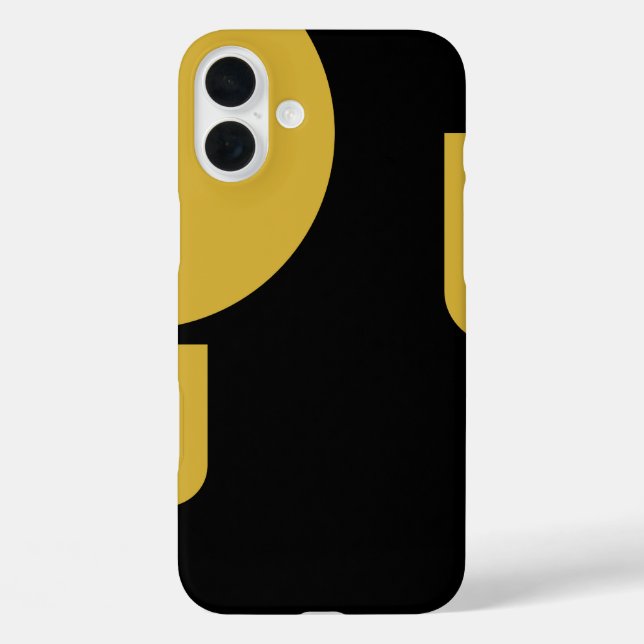 Funda iPhone 16 Plus Estilizado Metálico Dorado sobre Negro (Reverso )