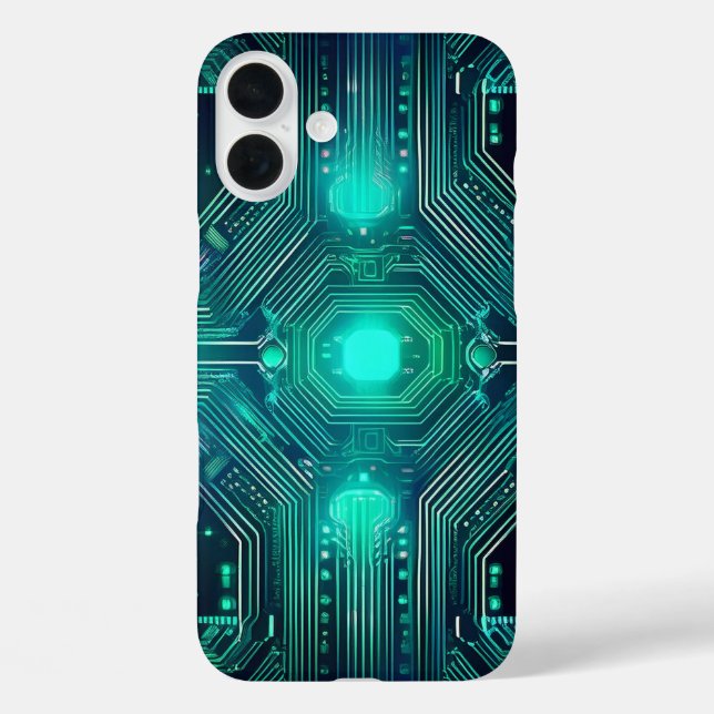 Funda iPhone 16 Plus Estilo de la placa de circuito inspirado en la tec (Reverso )