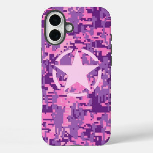 Funda iPhone 16 Plus Estrella en el camo rosado giratorio