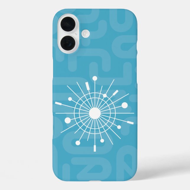 Funda iPhone 16 Plus Estrella moderna de Navidades de copos de nieve at (Reverso )