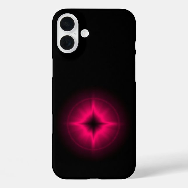 Funda iPhone 16 Plus Estrella Roja Rubí sobre negro (Reverso )