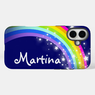 Funda iPhone 16 Plus Estrellas arcoiris con nombre personalizado de la 