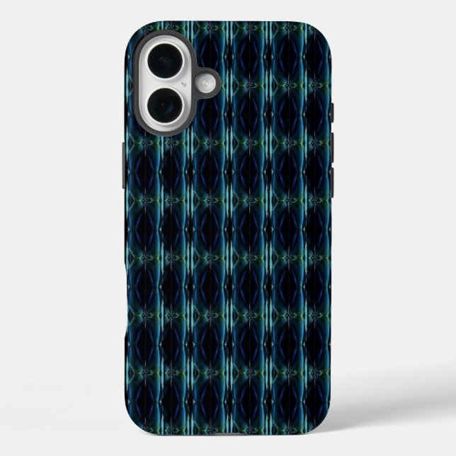 Funda iPhone 16 Plus Estrellas de arcoiris verdes azules, patrón Artdec (Reverso )