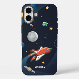 Funda iPhone 16 Plus Estrellas de cohetes del espacio ultraterrestre y 