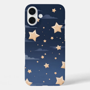 Funda iPhone 16 Plus Estrellas de la marina y el beige ligero