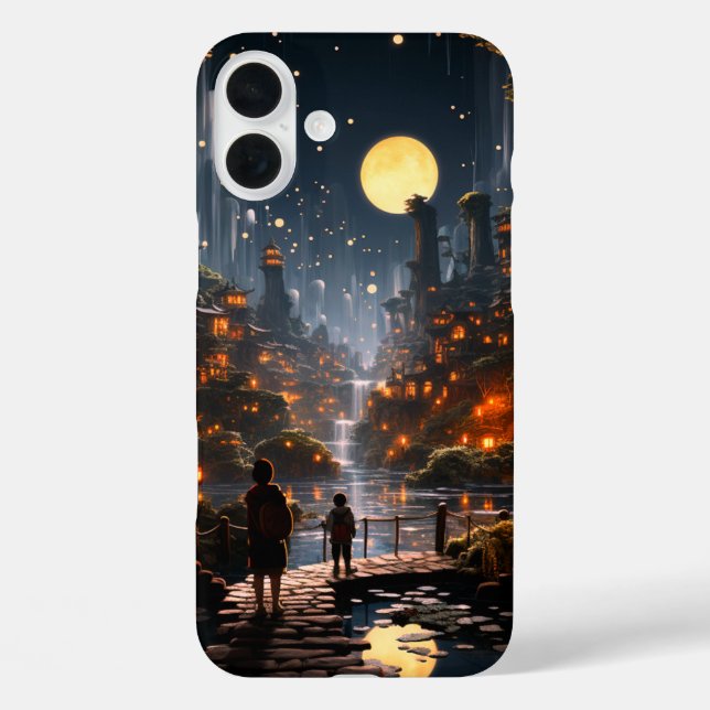 Funda iPhone 16 Plus Estuche Artsy Moon Scene Phone (Reverso )