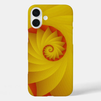 Funda iPhone 16 Plus estuche de teléfono abstracto de espiral amarilla