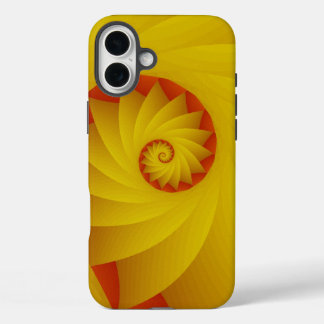 Funda iPhone 16 Plus estuche de teléfono abstracto de espiral amarilla
