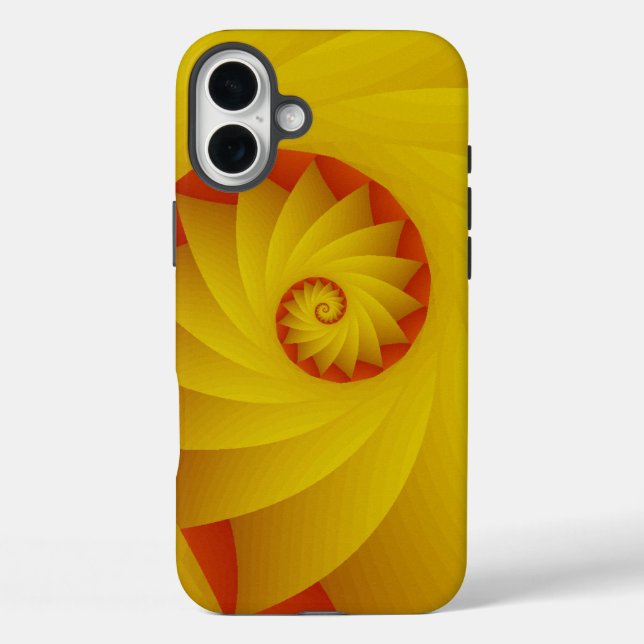 Funda iPhone 16 Plus estuche de teléfono abstracto de espiral amarilla (Reverso )
