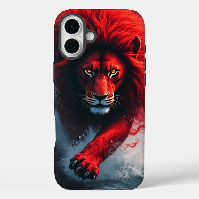 Funda iPhone 16 Plus Estuche de teléfono de león rojo (Reverso )