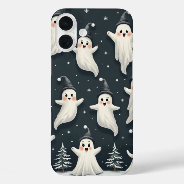 Funda iPhone 16 Plus Estuche de teléfono de patrón fantasma de invierno (Reverso )