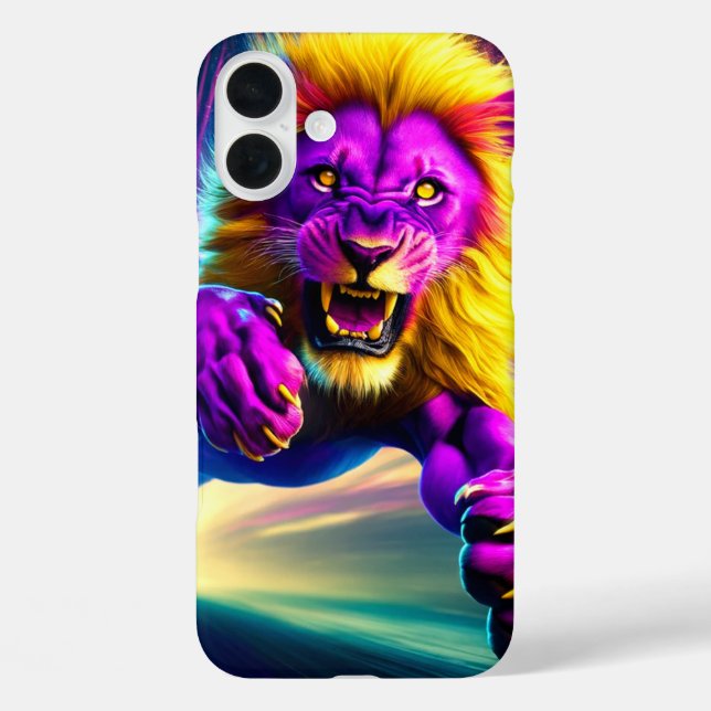 Funda iPhone 16 Plus Estuche Lion Art Phone (Reverso )