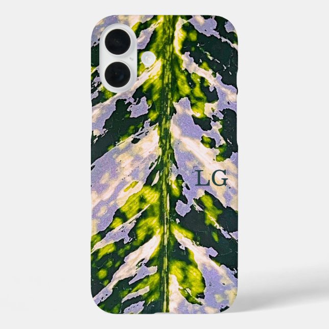 Funda iPhone 16 Plus Estuche para iPhone de Apple Green Leaf personaliz (Reverso )